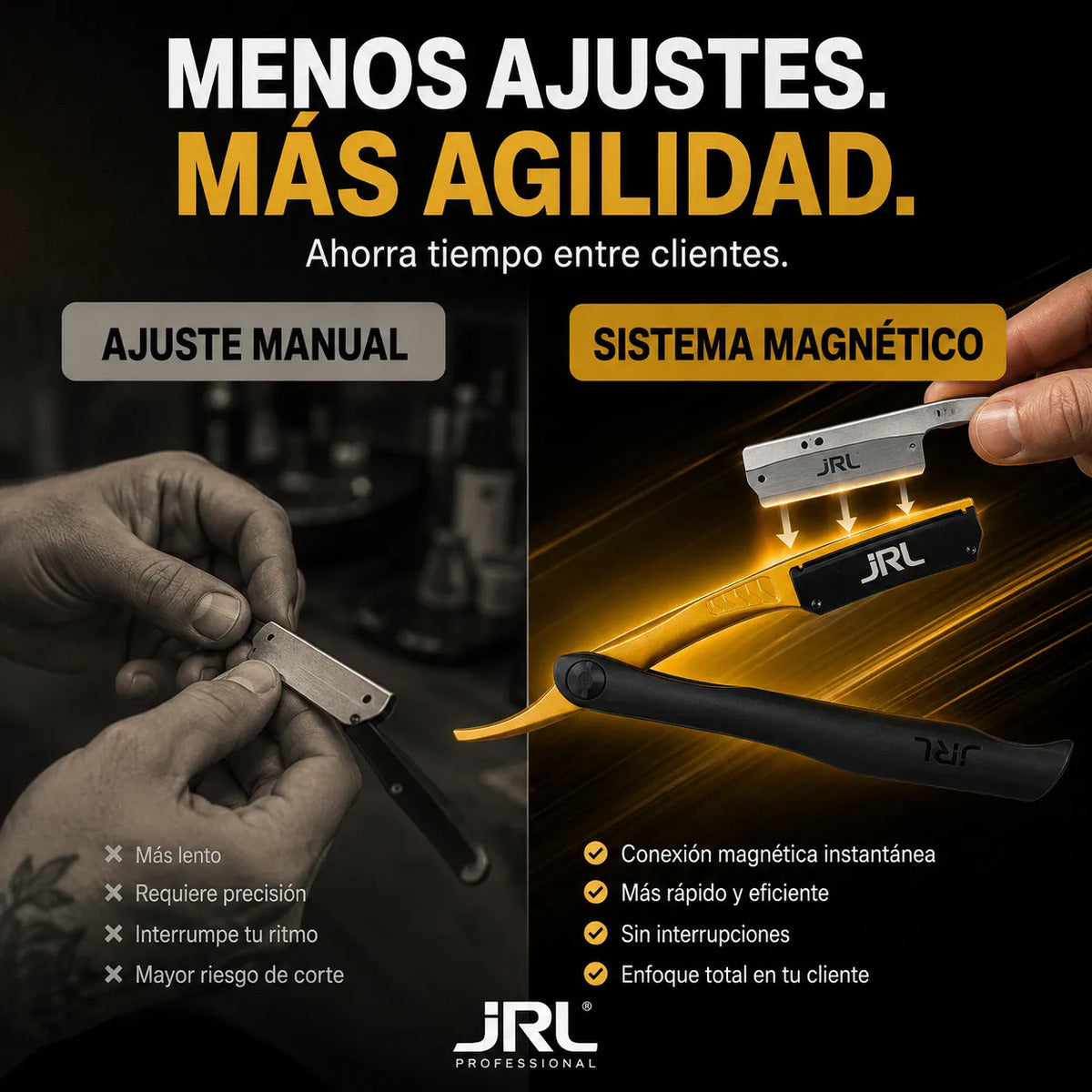 Navaja Jrl Afeitado Preciso Con Sujeción Magnética Dorada