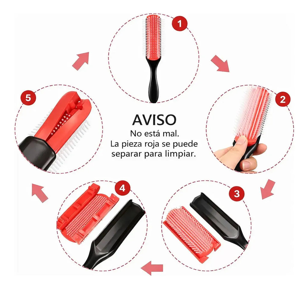 Cepillo Pelo Rizado Profesional Redondo Desenreda Rapido