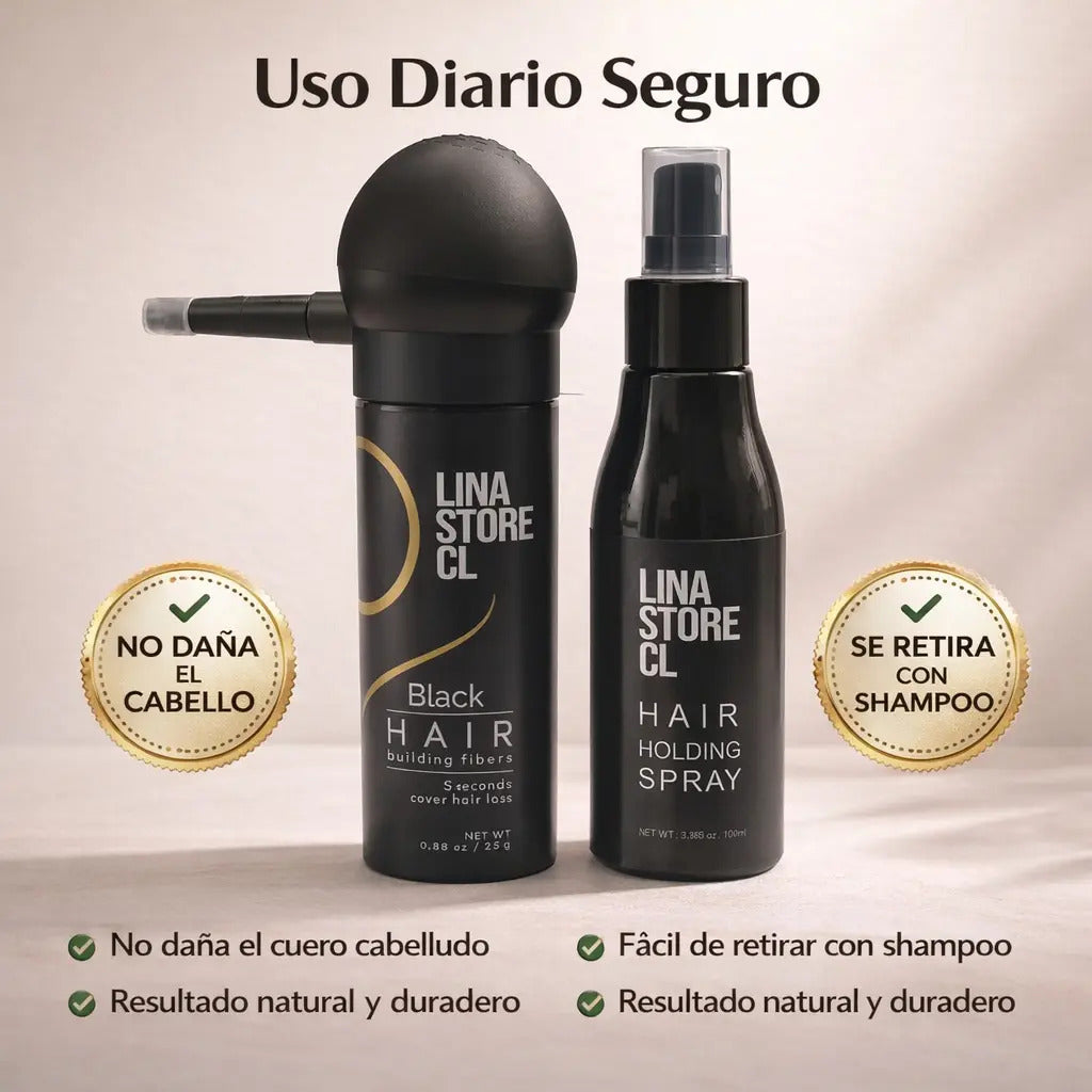 Fibra Capilar Polvo Para Calvicie + Bomba + Laca Fijador