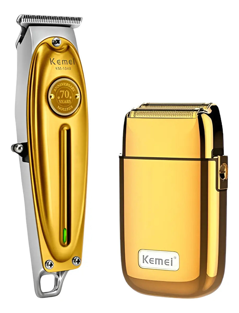 Pack Gold Kemei: Trimmer Profesional KM-1949 + Shaver Rasuradora TX1