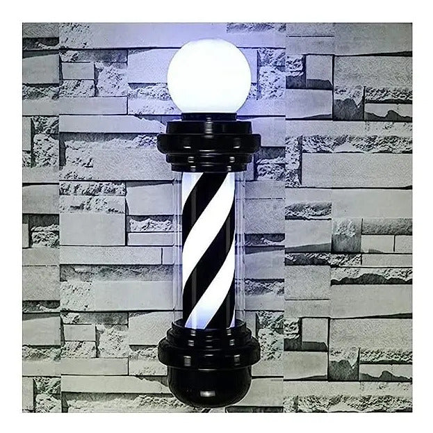 Poste de Barbería Profesional Giratorio 88cm - Luz LED Tricolor Clásica