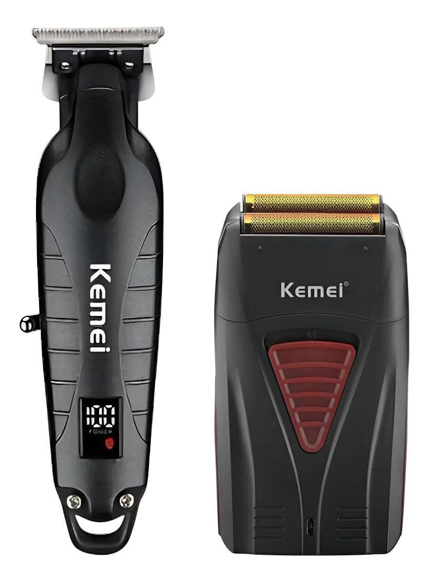 Kemei 2293 + Rasuradora Shever - Combo Patillera + Afeitadora - Negro Kemei 2293 + Kemei 3381