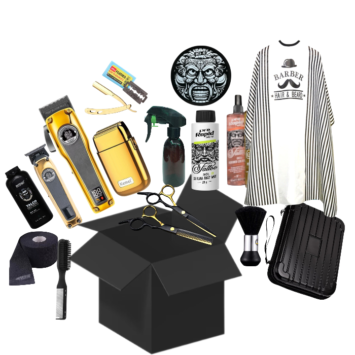 COMBO BARBERIA PROFESIONAL 3 MAQUINAS KEMEI + MALETIN DE MANO + INSUMOS